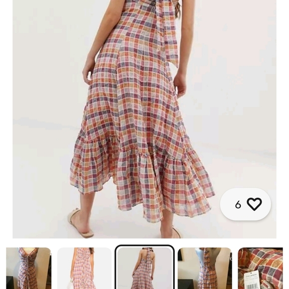 FREE PEOPLE Plaid Halter Maxi Dress LIKE NEW ADJUSTABLE SIZE 10 - Picture 3 of 10